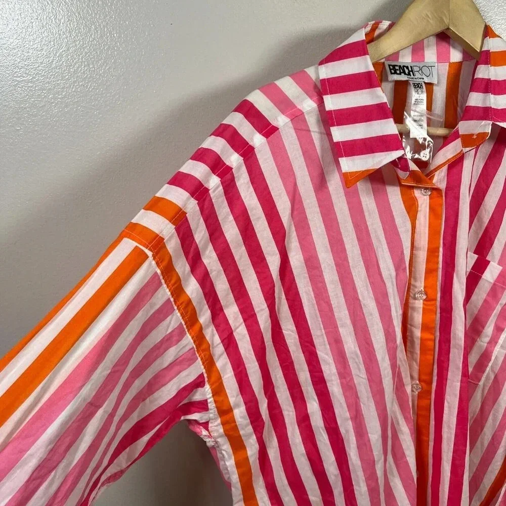 Beach Riot Alexa Top Size Large Petite Sunset Stripes Coverup Beach Vacation